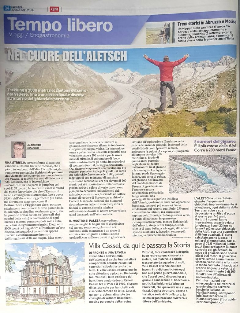 Quotidiano Nazionale Aletsch Vallese Svizzera Gabriele Ardemagni