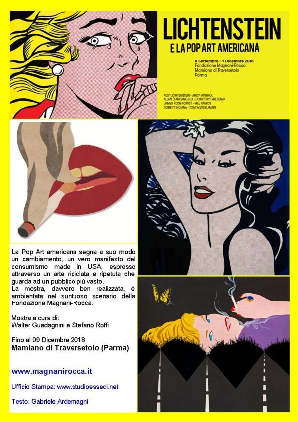 Miraflores Press #108 Ottobre 2018 Testo www.gabrieleardemagni.com Mostra: Roy Lichtenstein e la Pop Art americana Fondazione Magnani-Rocca - Mamiano di Traversetolo - Parma